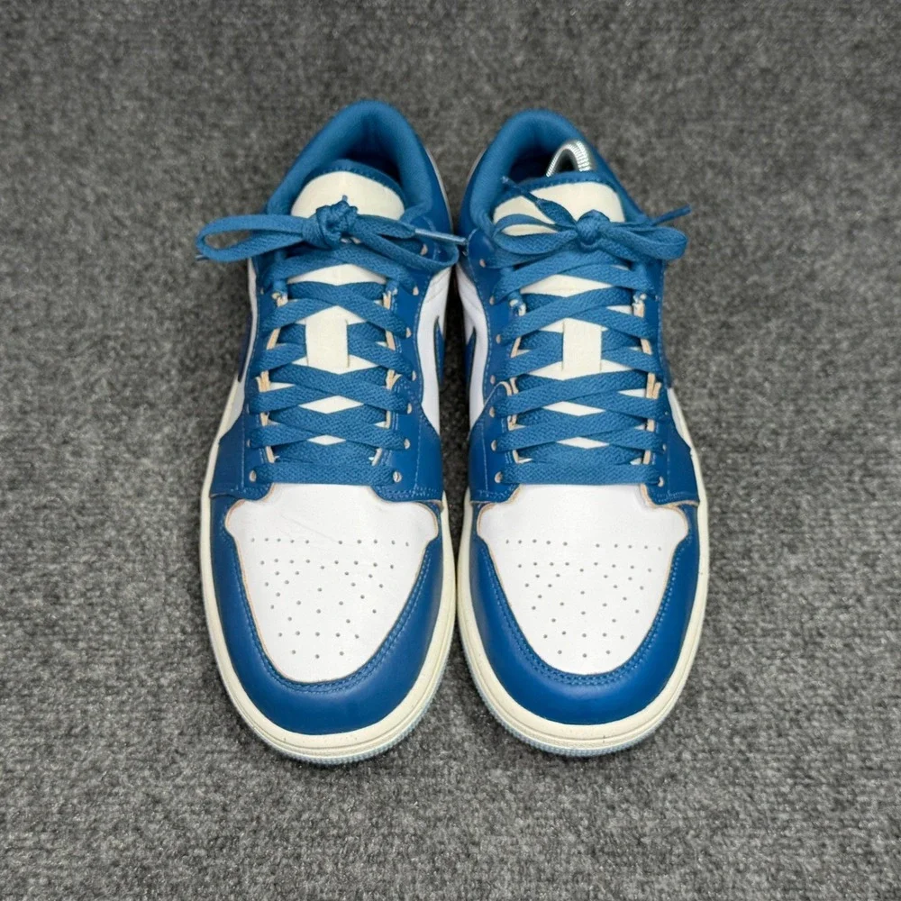 Jordan 1 Low Shoes Men's 9 Industrial Blue White Retro Athletic‎ Sneakers